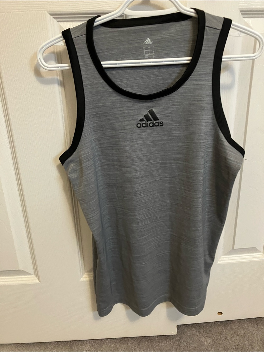 adidas Gray Tank with Black Trim Athletic Shirt